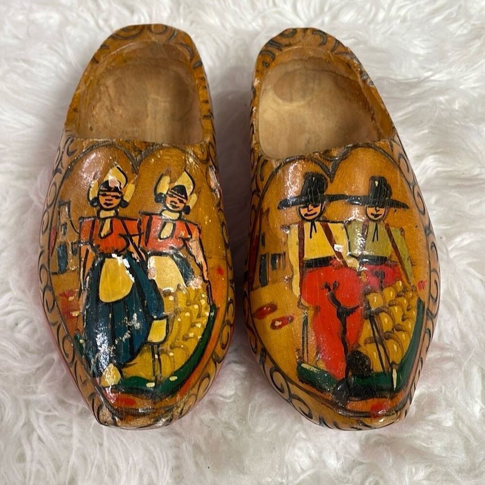 Handcarved Wooden Shoes Child Size Home Decor  Wall Hangings